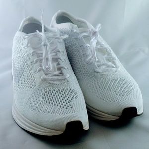 Nike Flyknit Racer Triple White Mens Running Shoes